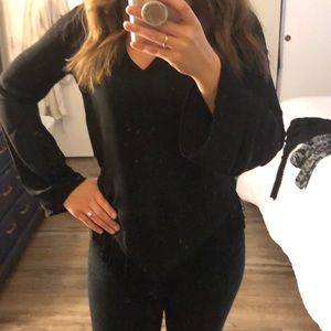 Express fringe bell sleeve blouse